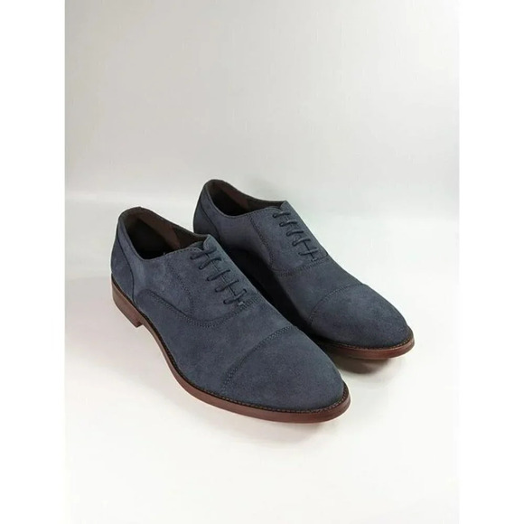 The Men's Store Men's Lace Up Cap Toe Dress Shoes Navy Suede Size 9 MSRP $195 - Picture 2 of 7